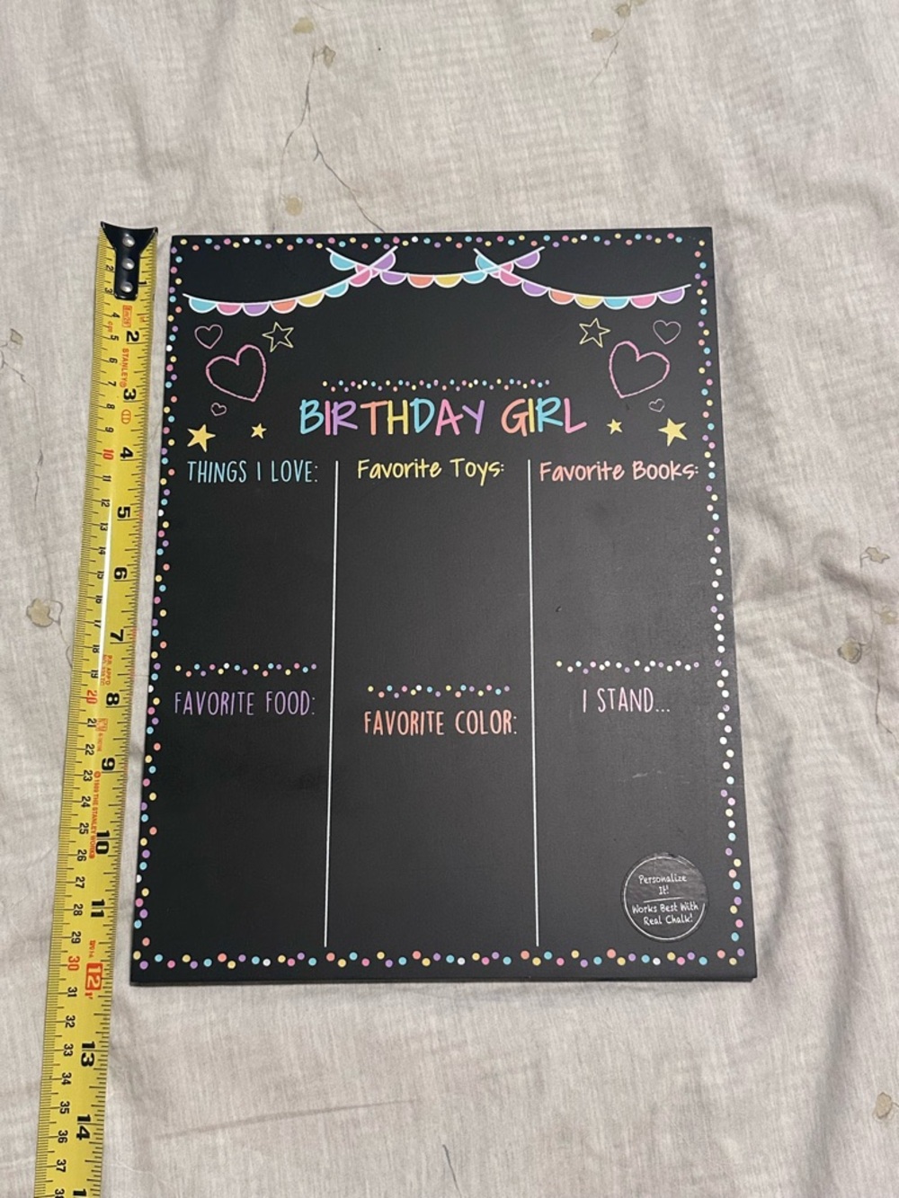 Birthday Girl Chalkboard Sign - Black